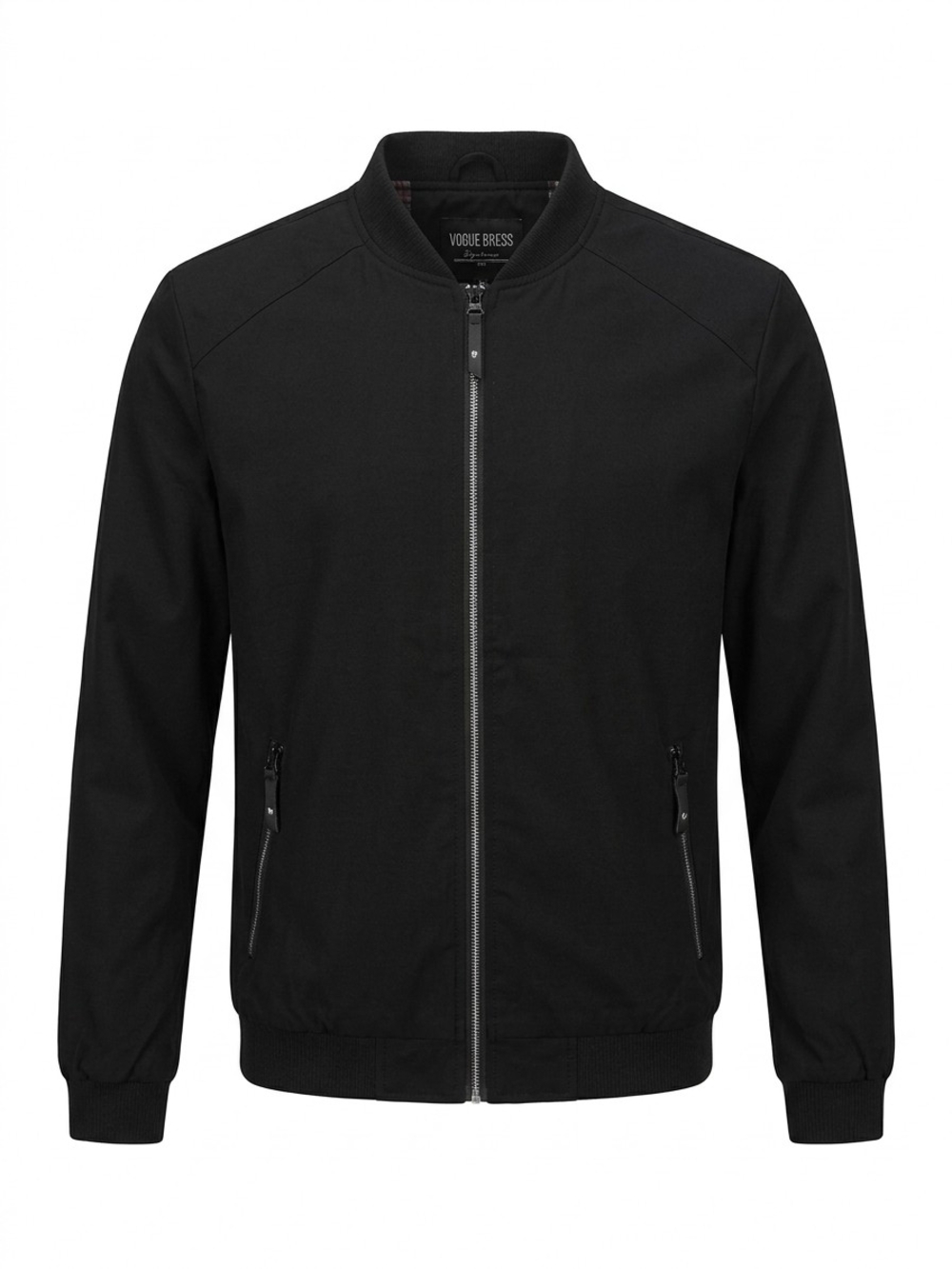 Men's Black Bomber Jacket - Zip Front